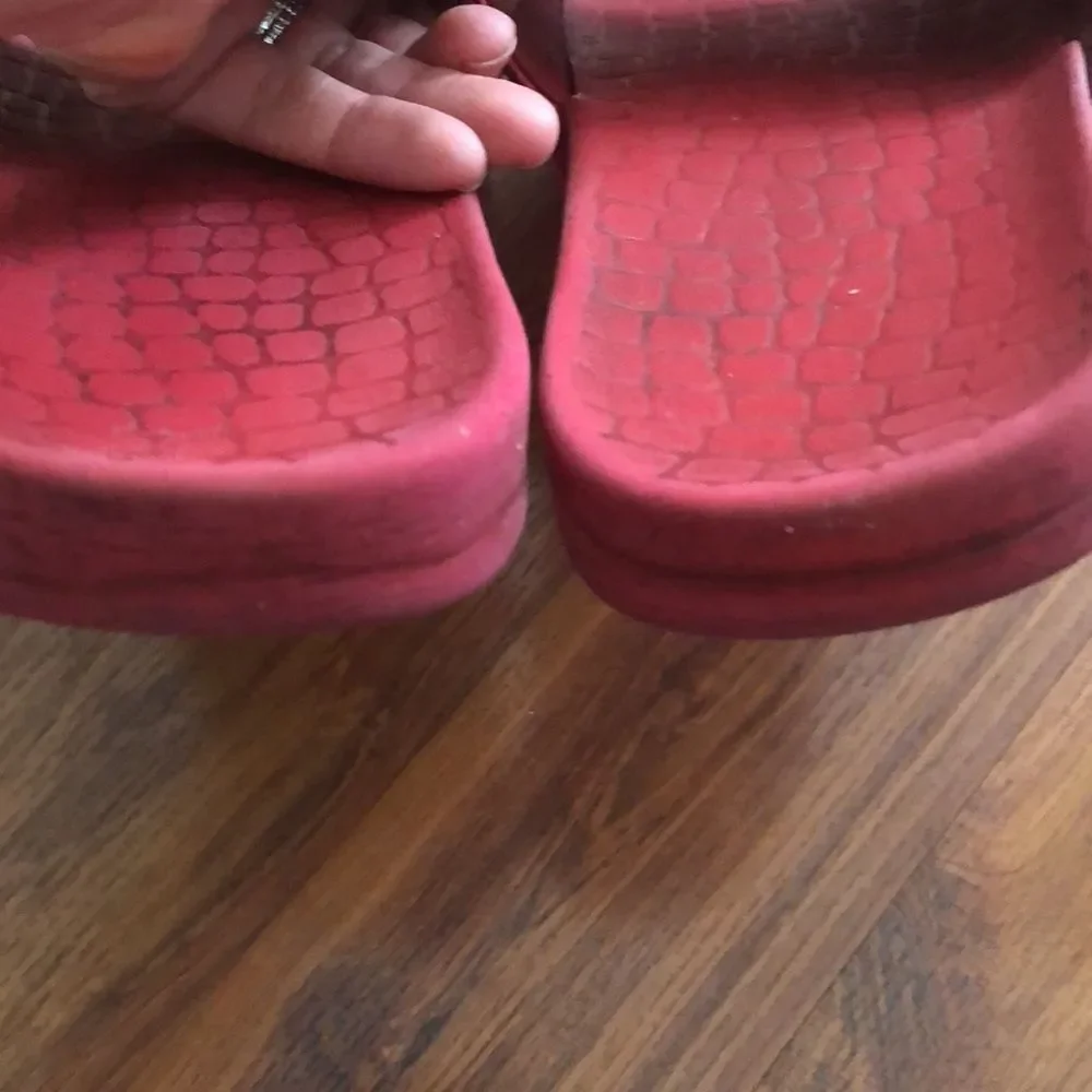 Men’s Red Lacoste slides size 8